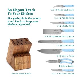 The Pioneer Woman Pioneer Signature 14-Piece Stainless Steel Knife Block Set, Periwinkle