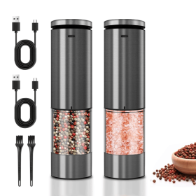 2 sets of electric salt and pepper grinders - battery-powered, adjustable for grinding fineness, suitable for home kitchens